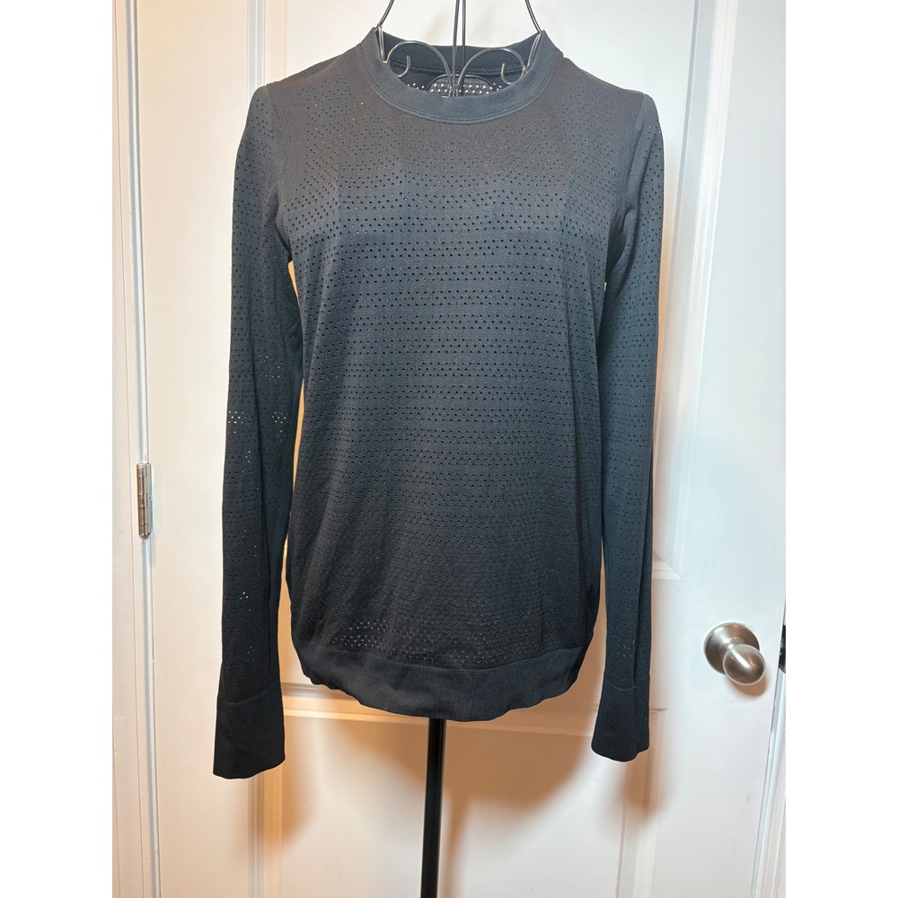 Lululemon Long Sleeve Black Perforated‎ Mesh Running Top Size 6